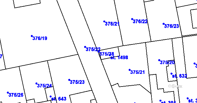 Parcela st. 375/38 v KÚ Litovice, Katastrální mapa