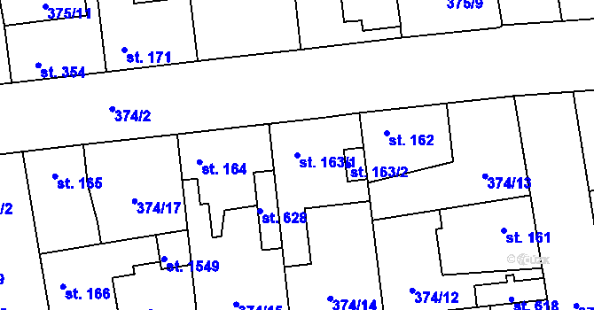 Parcela st. 163/1 v KÚ Litovice, Katastrální mapa