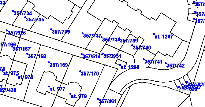 Parcela st. 357/951 v KÚ Litovice, Katastrální mapa