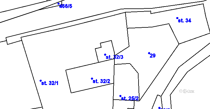Parcela st. 32/3 v KÚ Litovice, Katastrální mapa