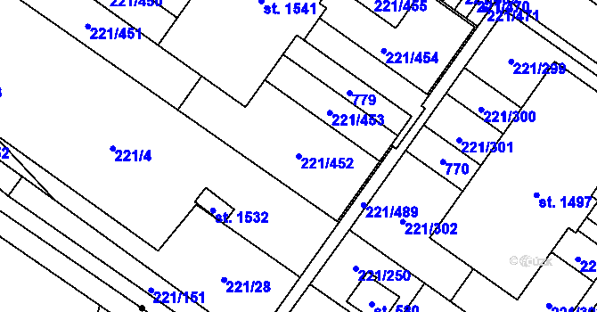 Parcela st. 221/452 v KÚ Litovice, Katastrální mapa