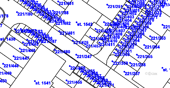 Parcela st. 221/457 v KÚ Litovice, Katastrální mapa