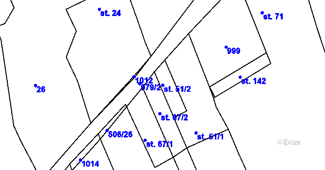 Parcela st. 51/2 v KÚ Hostokryje, Katastrální mapa