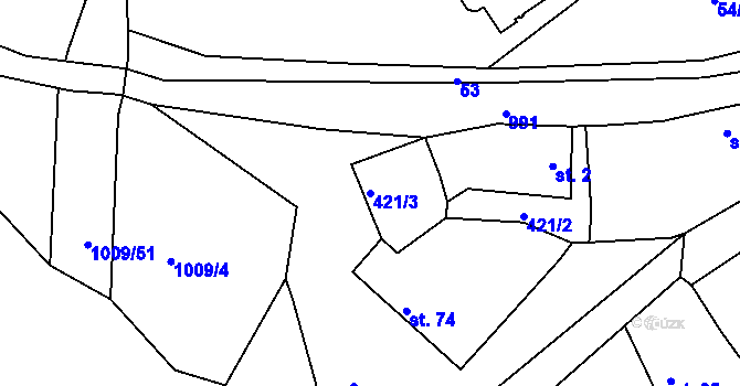 Parcela st. 421/3 v KÚ Hostokryje, Katastrální mapa