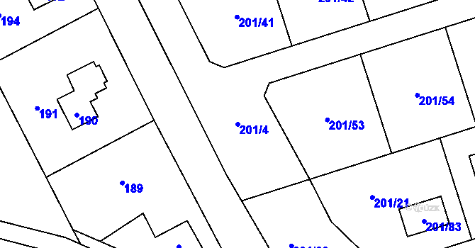 Parcela st. 201/4 v KÚ Bezdědice u Hostomic, Katastrální mapa