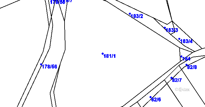 Parcela st. 181/1 v KÚ Bezdědice u Hostomic, Katastrální mapa
