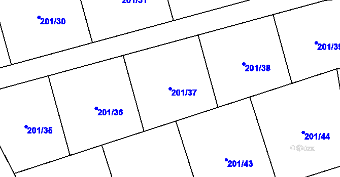 Parcela st. 201/37 v KÚ Bezdědice u Hostomic, Katastrální mapa