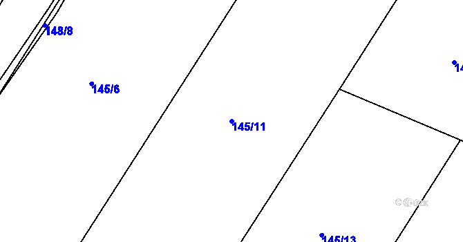 Parcela st. 145/11 v KÚ Bezdědice u Hostomic, Katastrální mapa