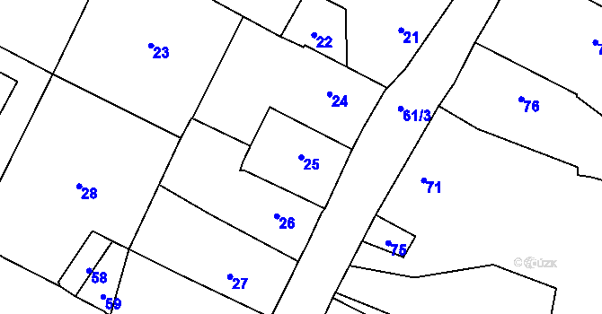 Parcela st. 25 v KÚ Hostomice pod Brdy, Katastrální mapa