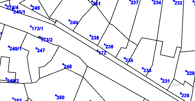 Parcela st. 172 v KÚ Hostomice pod Brdy, Katastrální mapa