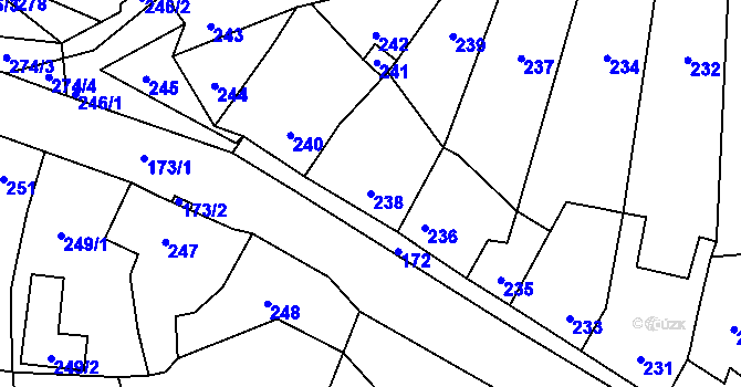 Parcela st. 238 v KÚ Hostomice pod Brdy, Katastrální mapa