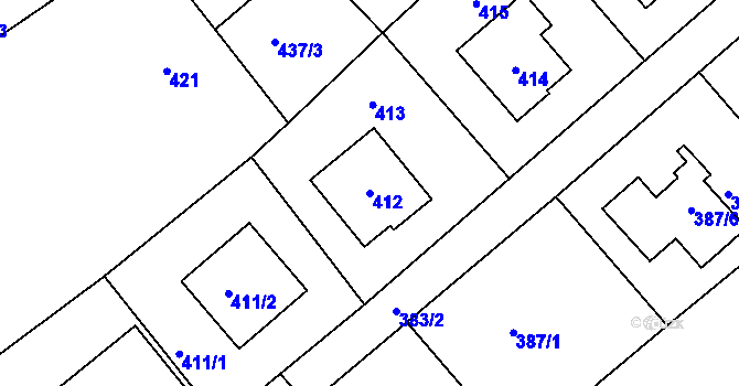Parcela st. 412 v KÚ Hostomice pod Brdy, Katastrální mapa