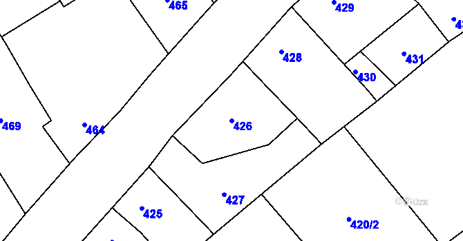 Parcela st. 426 v KÚ Hostomice pod Brdy, Katastrální mapa