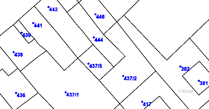 Parcela st. 437/6 v KÚ Hostomice pod Brdy, Katastrální mapa