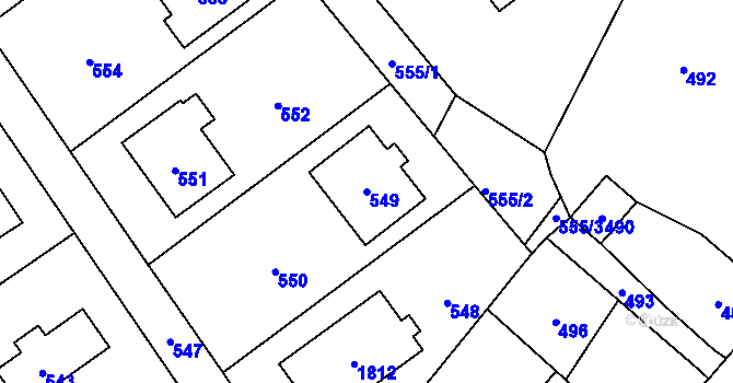 Parcela st. 549 v KÚ Hostomice pod Brdy, Katastrální mapa