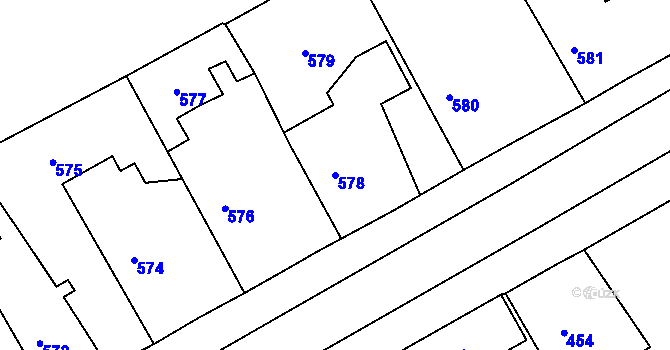 Parcela st. 578 v KÚ Hostomice pod Brdy, Katastrální mapa