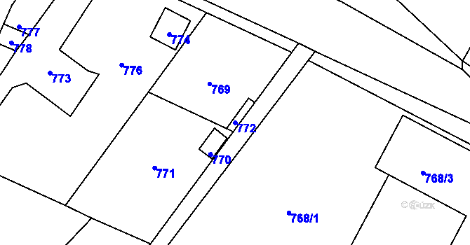Parcela st. 772 v KÚ Hostomice pod Brdy, Katastrální mapa