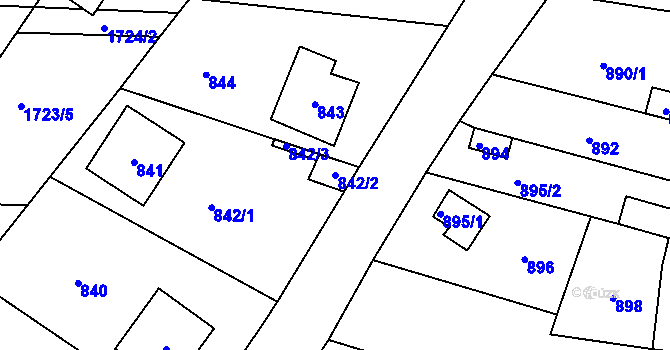 Parcela st. 842/2 v KÚ Hostomice pod Brdy, Katastrální mapa