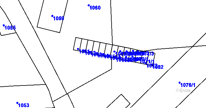 Parcela st. 1065 v KÚ Hostomice pod Brdy, Katastrální mapa