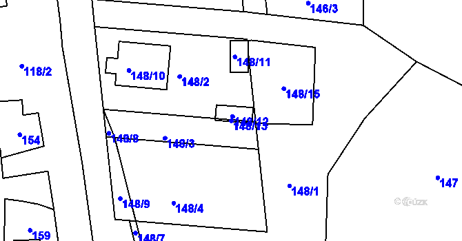 Parcela st. 148/13 v KÚ Hostomice pod Brdy, Katastrální mapa