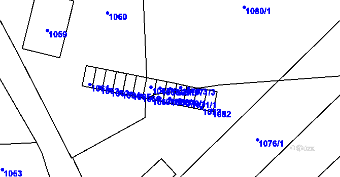 Parcela st. 1069/3 v KÚ Hostomice pod Brdy, Katastrální mapa