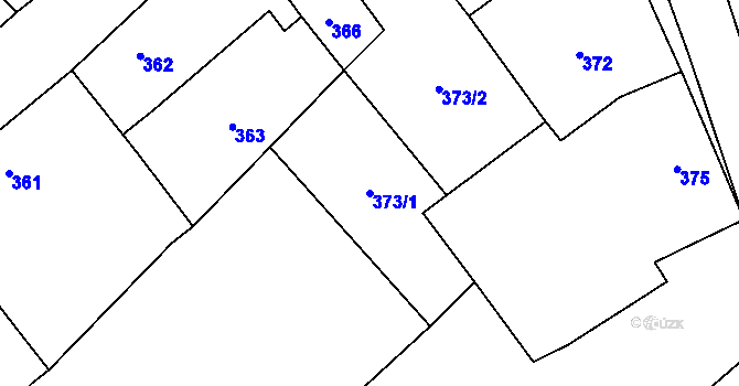 Parcela st. 373/1 v KÚ Hostomice pod Brdy, Katastrální mapa