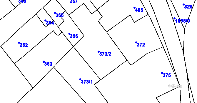 Parcela st. 373/2 v KÚ Hostomice pod Brdy, Katastrální mapa