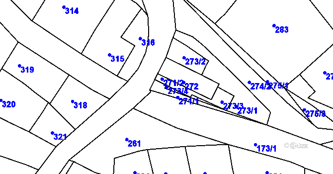 Parcela st. 273/4 v KÚ Hostomice pod Brdy, Katastrální mapa