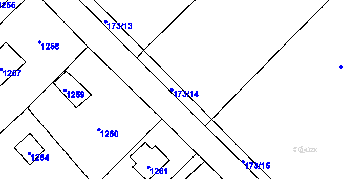 Parcela st. 173/14 v KÚ Hostomice pod Brdy, Katastrální mapa