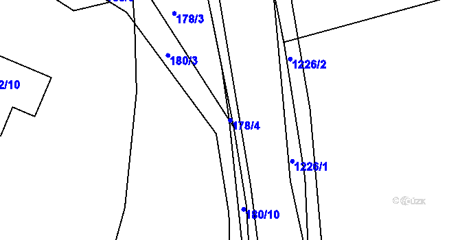 Parcela st. 178/4 v KÚ Hostomice pod Brdy, Katastrální mapa