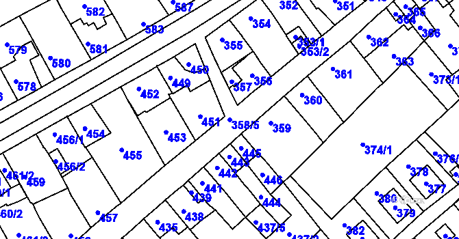 Parcela st. 358/5 v KÚ Hostomice pod Brdy, Katastrální mapa
