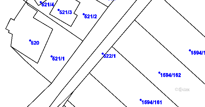 Parcela st. 522/1 v KÚ Hostomice pod Brdy, Katastrální mapa