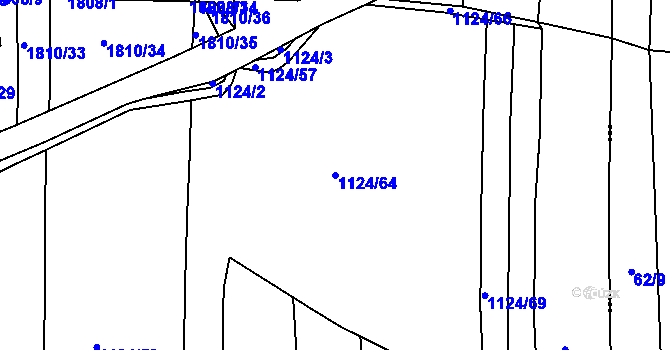 Parcela st. 1124/64 v KÚ Hostomice pod Brdy, Katastrální mapa
