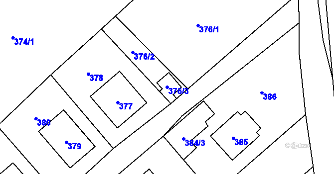 Parcela st. 376/3 v KÚ Hostomice pod Brdy, Katastrální mapa