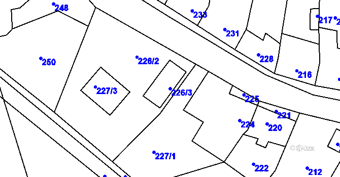 Parcela st. 226/3 v KÚ Hostomice pod Brdy, Katastrální mapa