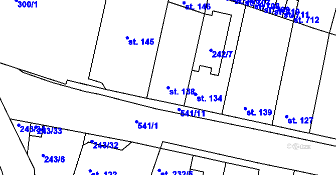Parcela st. 138 v KÚ Hostomice nad Bílinou, Katastrální mapa
