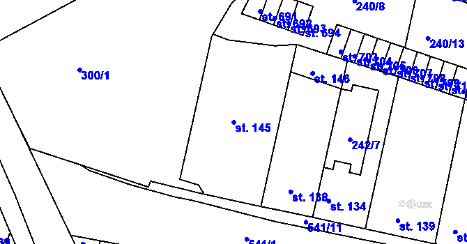 Parcela st. 145 v KÚ Hostomice nad Bílinou, Katastrální mapa