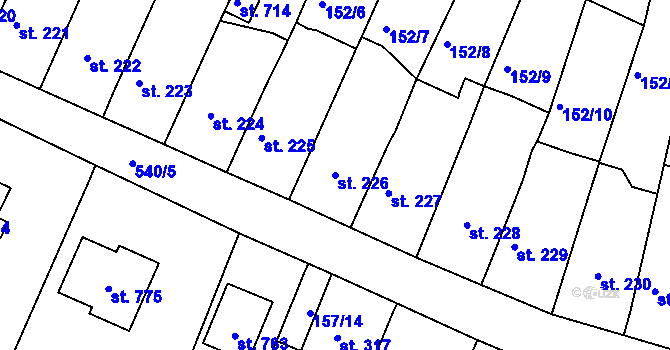Parcela st. 226 v KÚ Hostomice nad Bílinou, Katastrální mapa