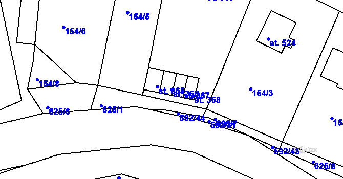 Parcela st. 366 v KÚ Hostomice nad Bílinou, Katastrální mapa