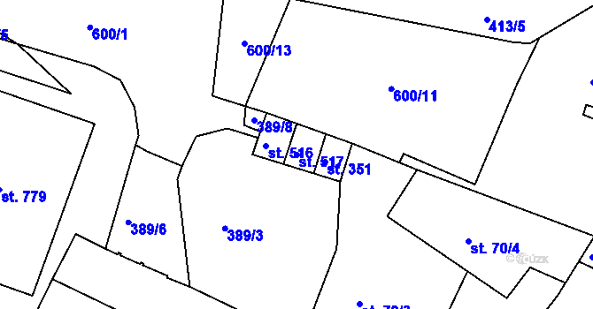 Parcela st. 517 v KÚ Hostomice nad Bílinou, Katastrální mapa