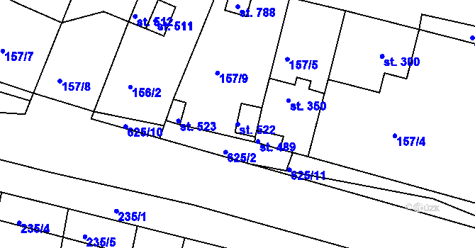 Parcela st. 522 v KÚ Hostomice nad Bílinou, Katastrální mapa