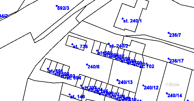 Parcela st. 695 v KÚ Hostomice nad Bílinou, Katastrální mapa