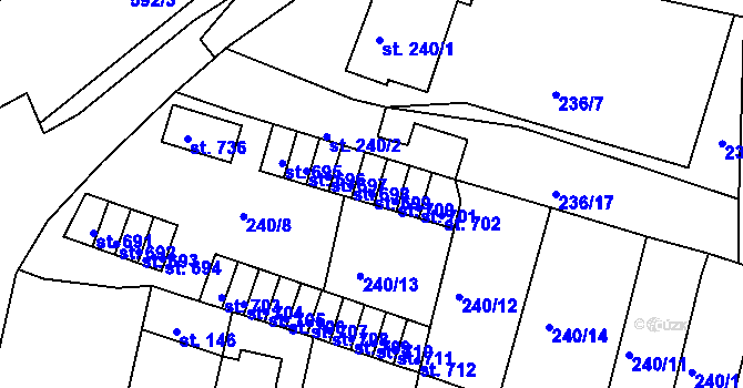Parcela st. 699 v KÚ Hostomice nad Bílinou, Katastrální mapa