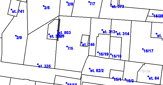 Parcela st. 746 v KÚ Hostomice nad Bílinou, Katastrální mapa