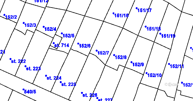 Parcela st. 152/7 v KÚ Hostomice nad Bílinou, Katastrální mapa