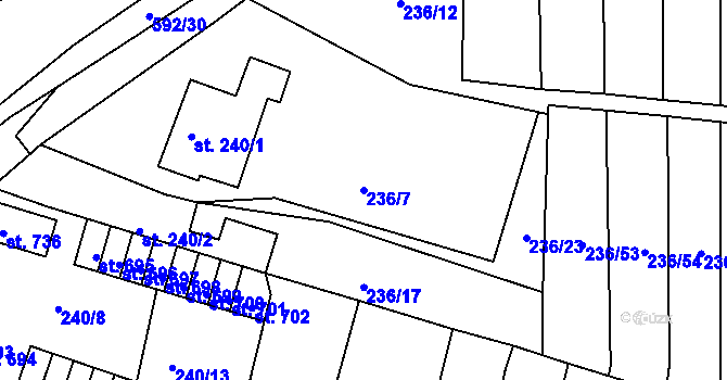 Parcela st. 236/7 v KÚ Hostomice nad Bílinou, Katastrální mapa