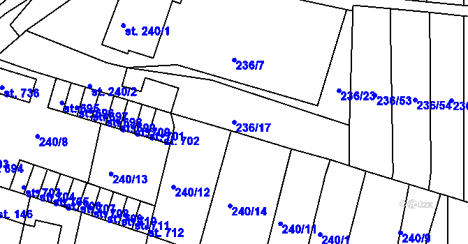 Parcela st. 236/17 v KÚ Hostomice nad Bílinou, Katastrální mapa
