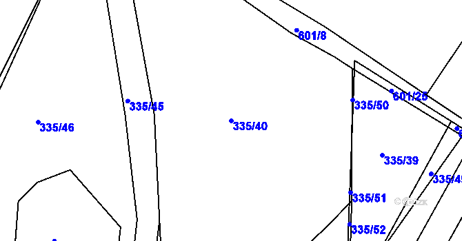 Parcela st. 335/40 v KÚ Hostomice nad Bílinou, Katastrální mapa