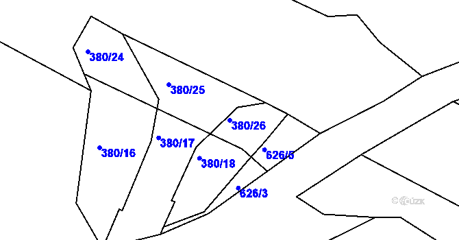 Parcela st. 380/26 v KÚ Hostomice nad Bílinou, Katastrální mapa