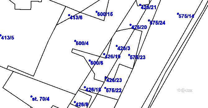 Parcela st. 426/19 v KÚ Hostomice nad Bílinou, Katastrální mapa
